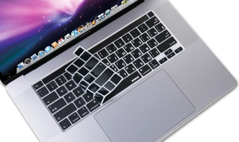 XSKN Russian/English Bilingual Black Silicone Keyboard Cover Skin for 2019 New MacBook Pro 16 inch A2141 and 2020 New MacBook Pro 13.3 inch A2338 M1/A2251/A2289 with Touch Bar & Touch ID US Version - Image 4